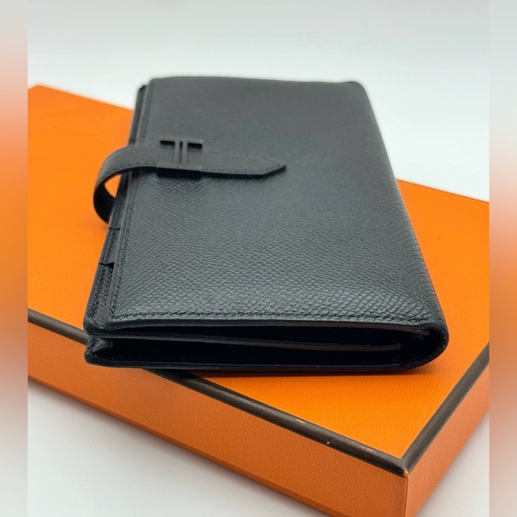 Hermes Bearn Soufflet Bifold Long Wallet Epsom Noir Black France Box - Picture 5 of 16